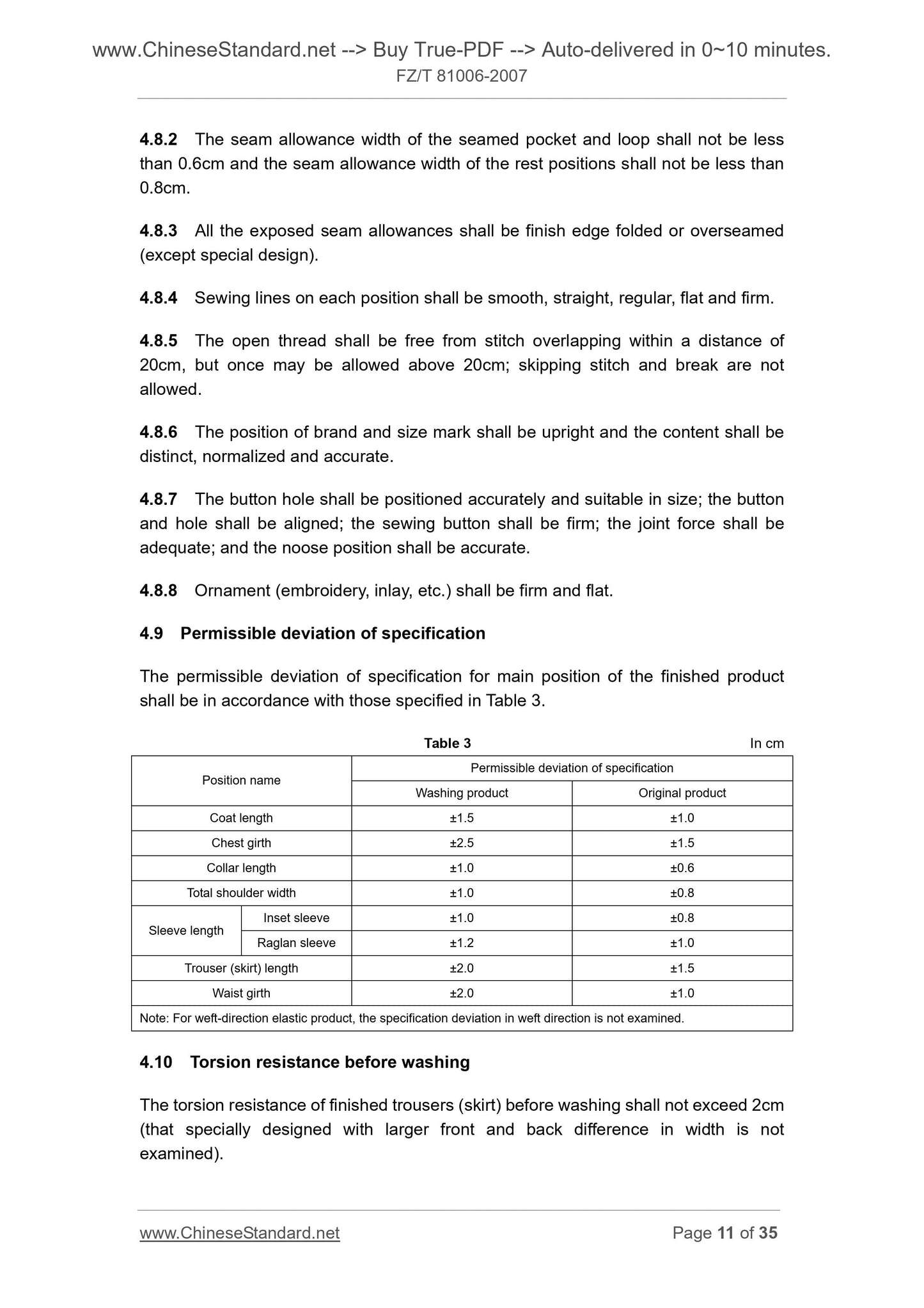 FZ/T 81006-2007 Page 7