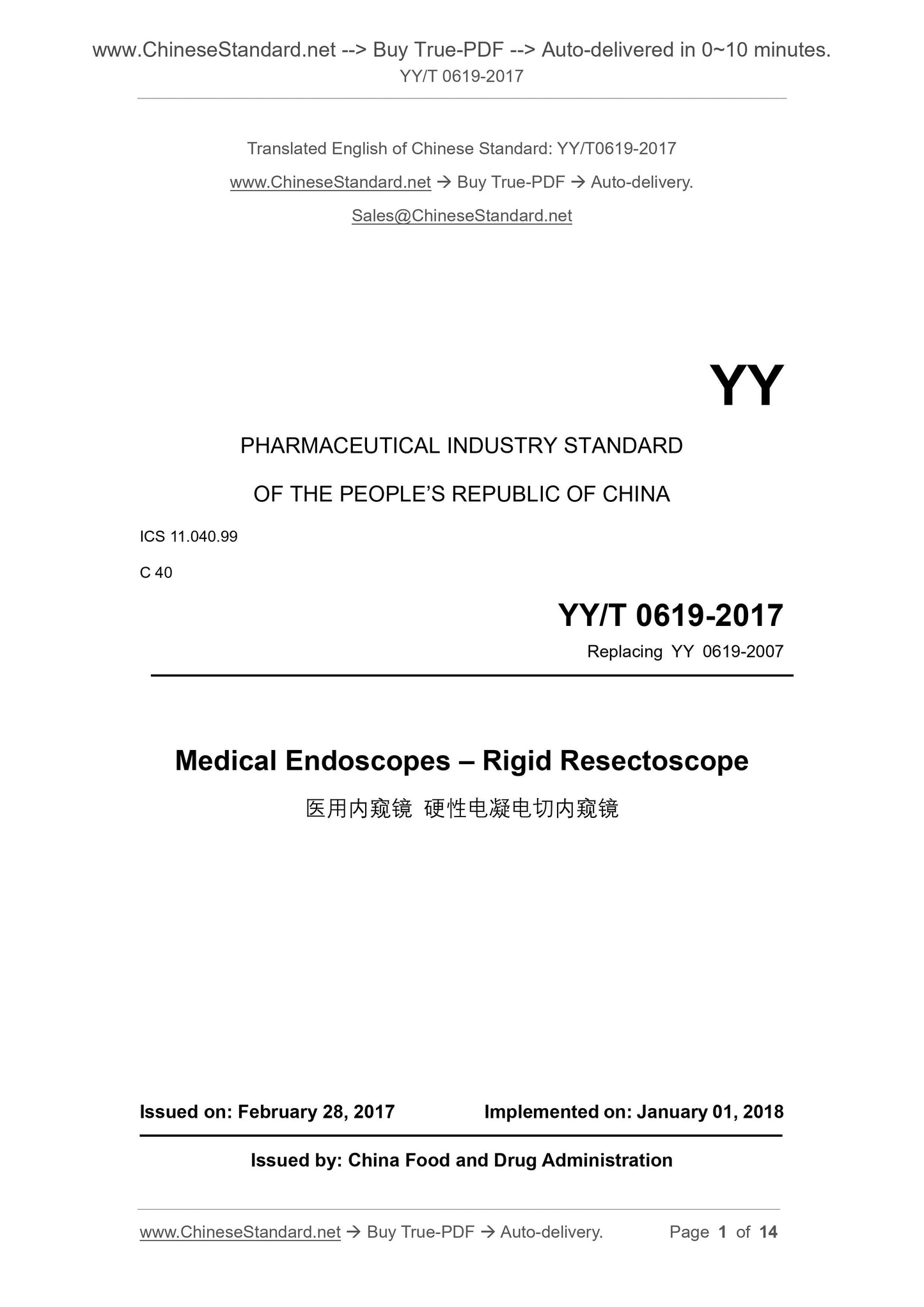 YY/T 0619-2017 Page 1